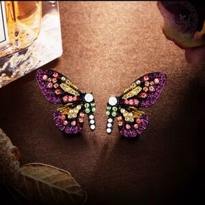 Anthropologie Vibrant Jewel-Toned Butterfly Brooch